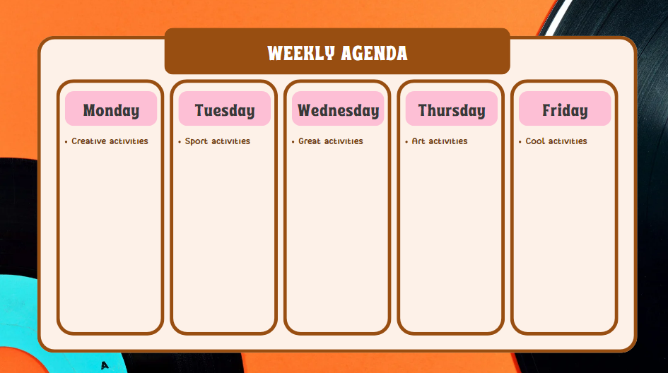 weekly agenda
