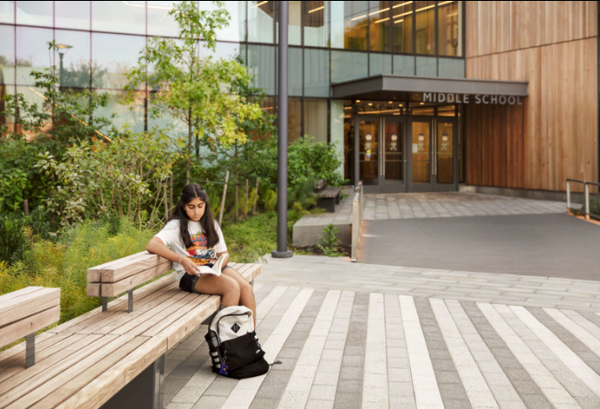 A design project for the Dwight Englewood Middle School tells the story of a place designed for kids to play, relax between classes, have a snack, and study.